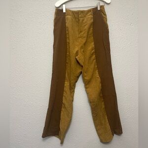 Brown and Tan Straight Leg Pants with Unique Two-Tone Design